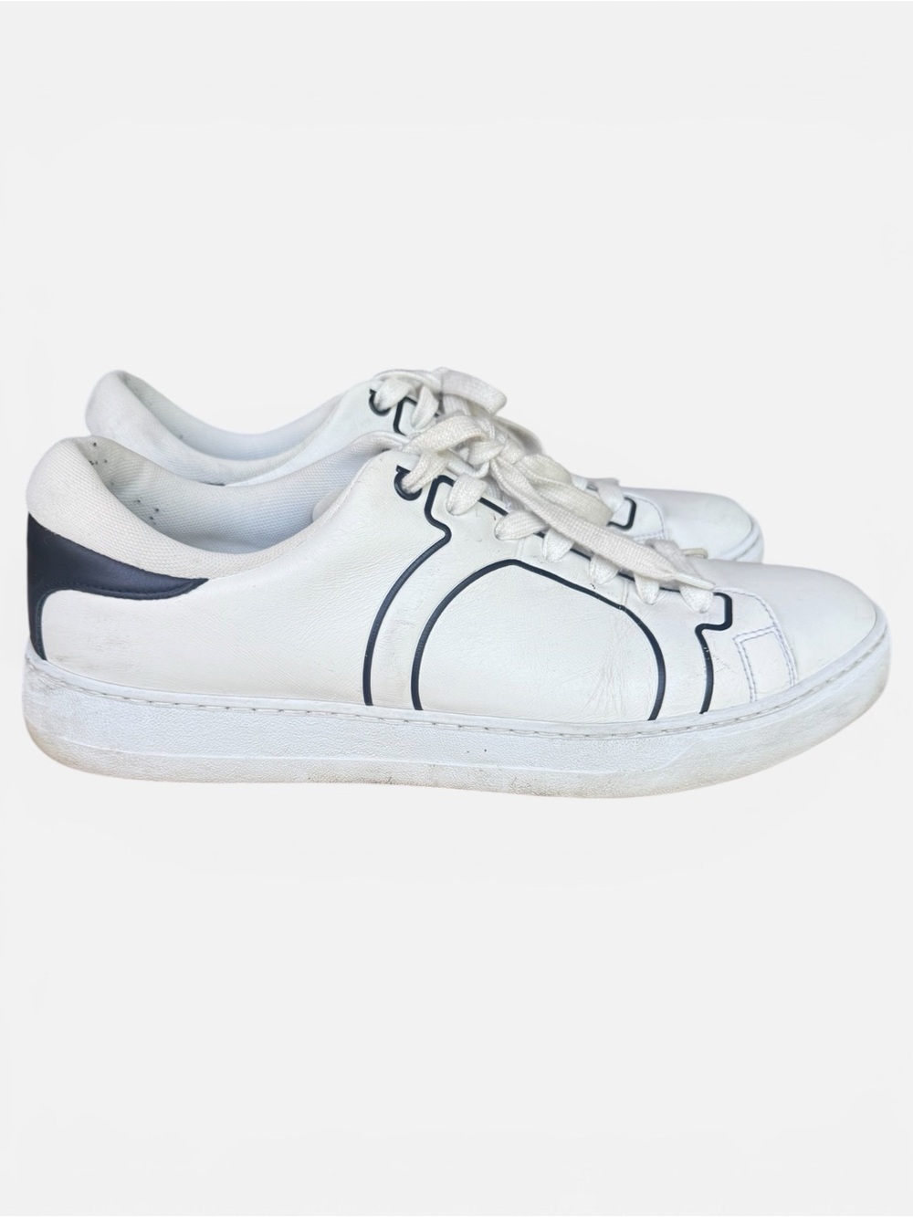 Salvatore Ferragamo Men’s White Leather Low Top Sneakers Size 10 Made in Italy